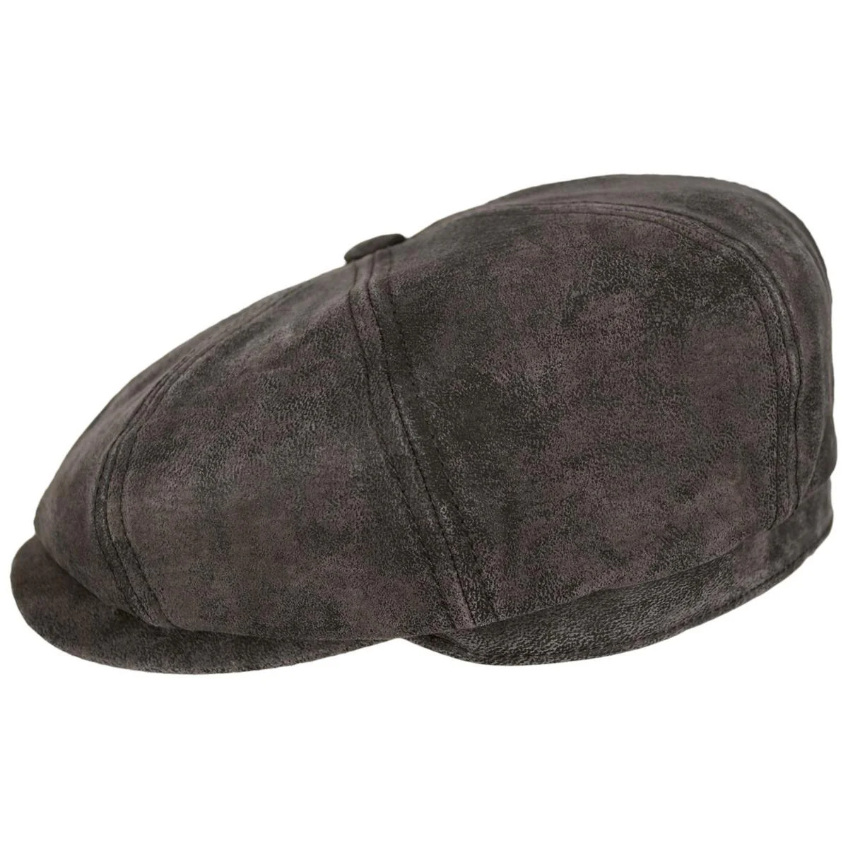 Pigskin Distressed Leather Newsboy Cap - Image 7