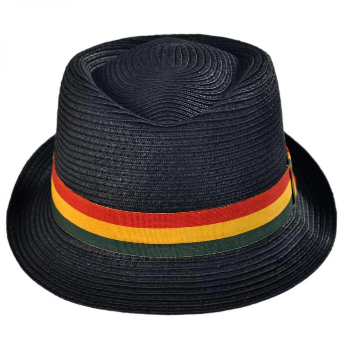Rasta Toyo Straw Diamond Crown Fedora Hat - Image 2