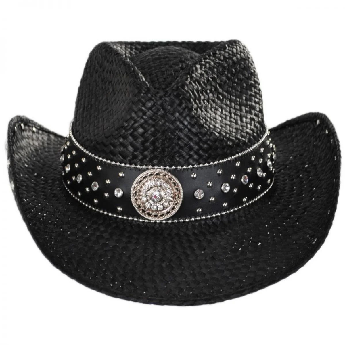 Rhinestone Raffia Straw Western Hat - Image 2