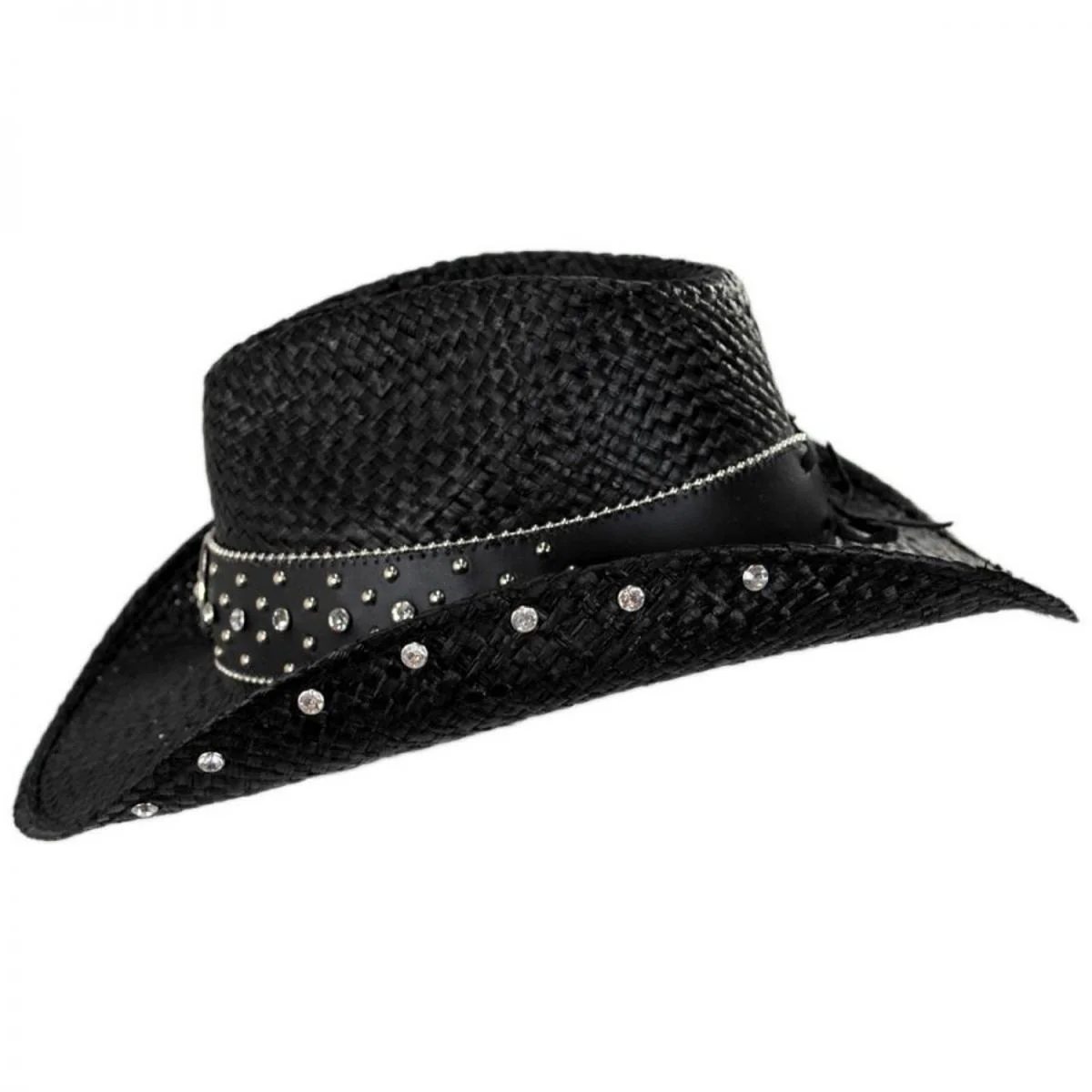 Rhinestone Raffia Straw Western Hat - Image 3