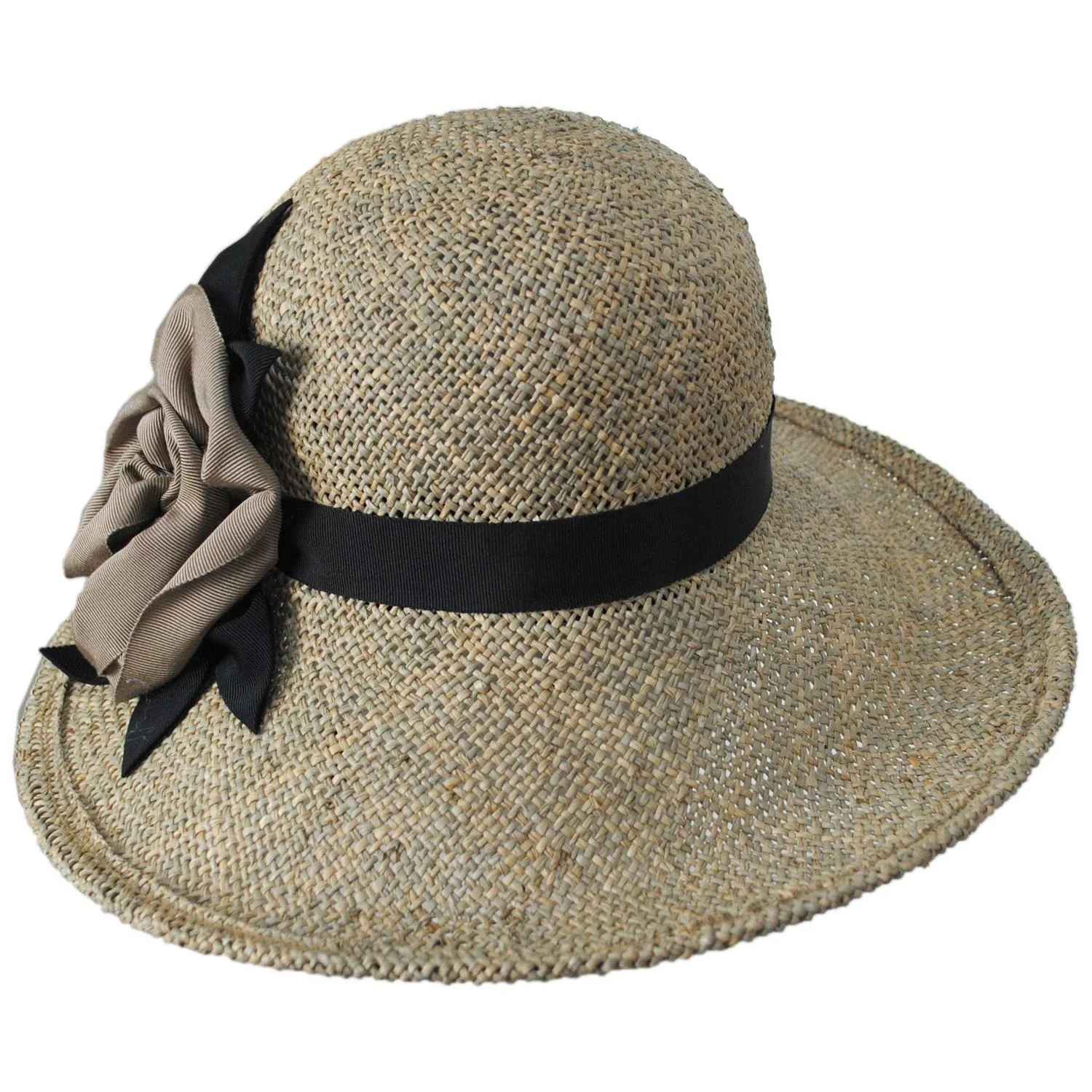 Ribbon Rosette Seagrass Straw Sun Hat - Image 2