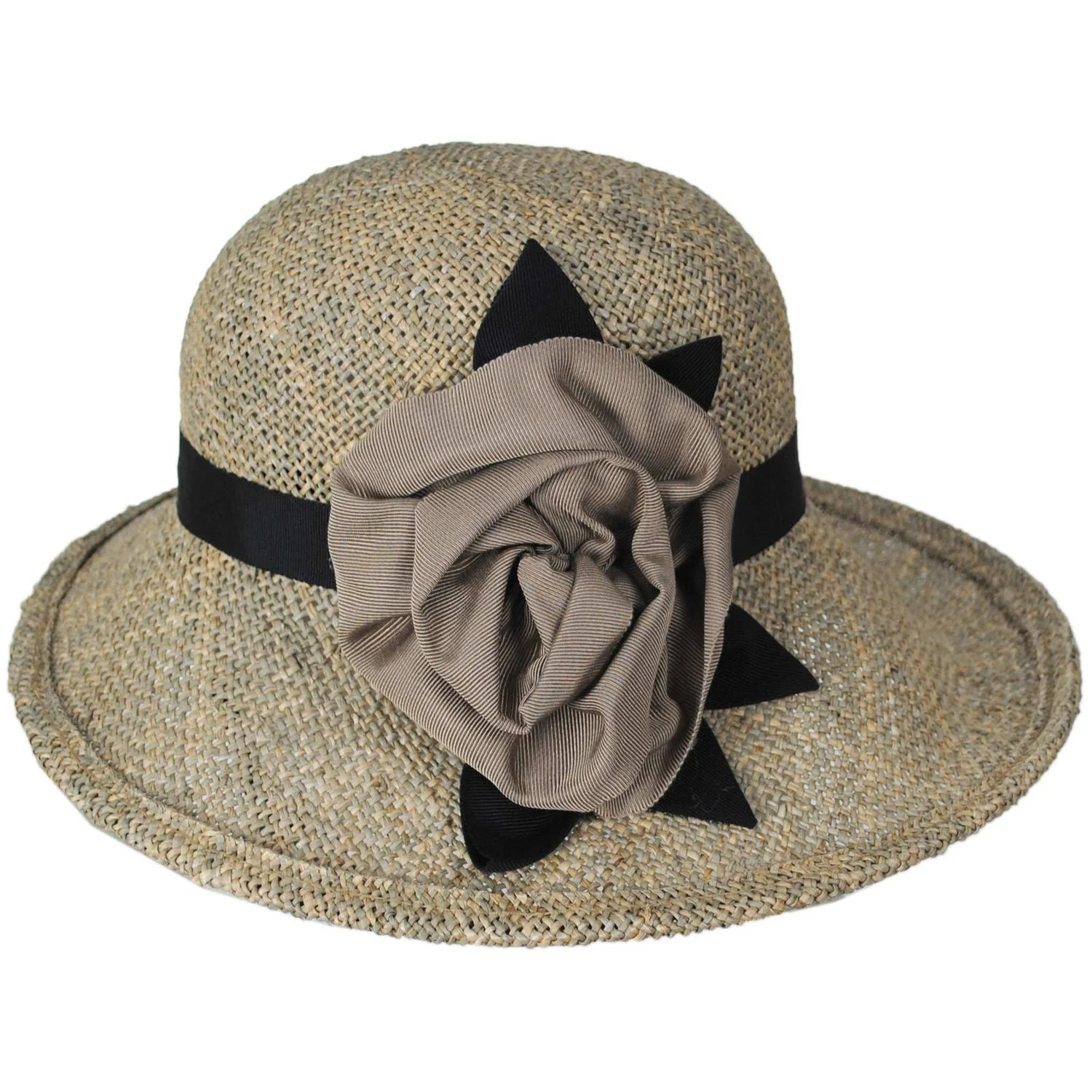 Ribbon Rosette Seagrass Straw Sun Hat - Image 3