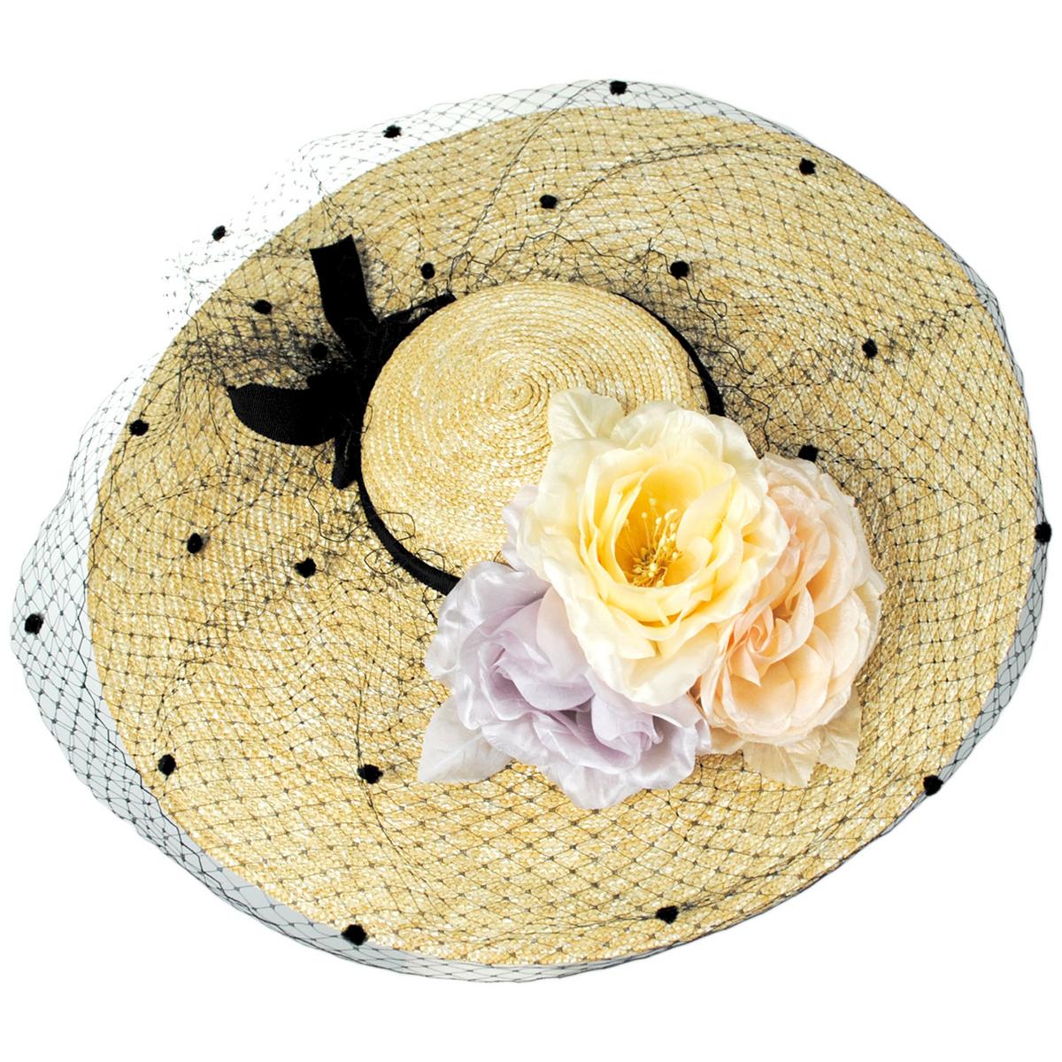 Rose Trio Milan Straw Cartwheel Dress Hat - Image 3