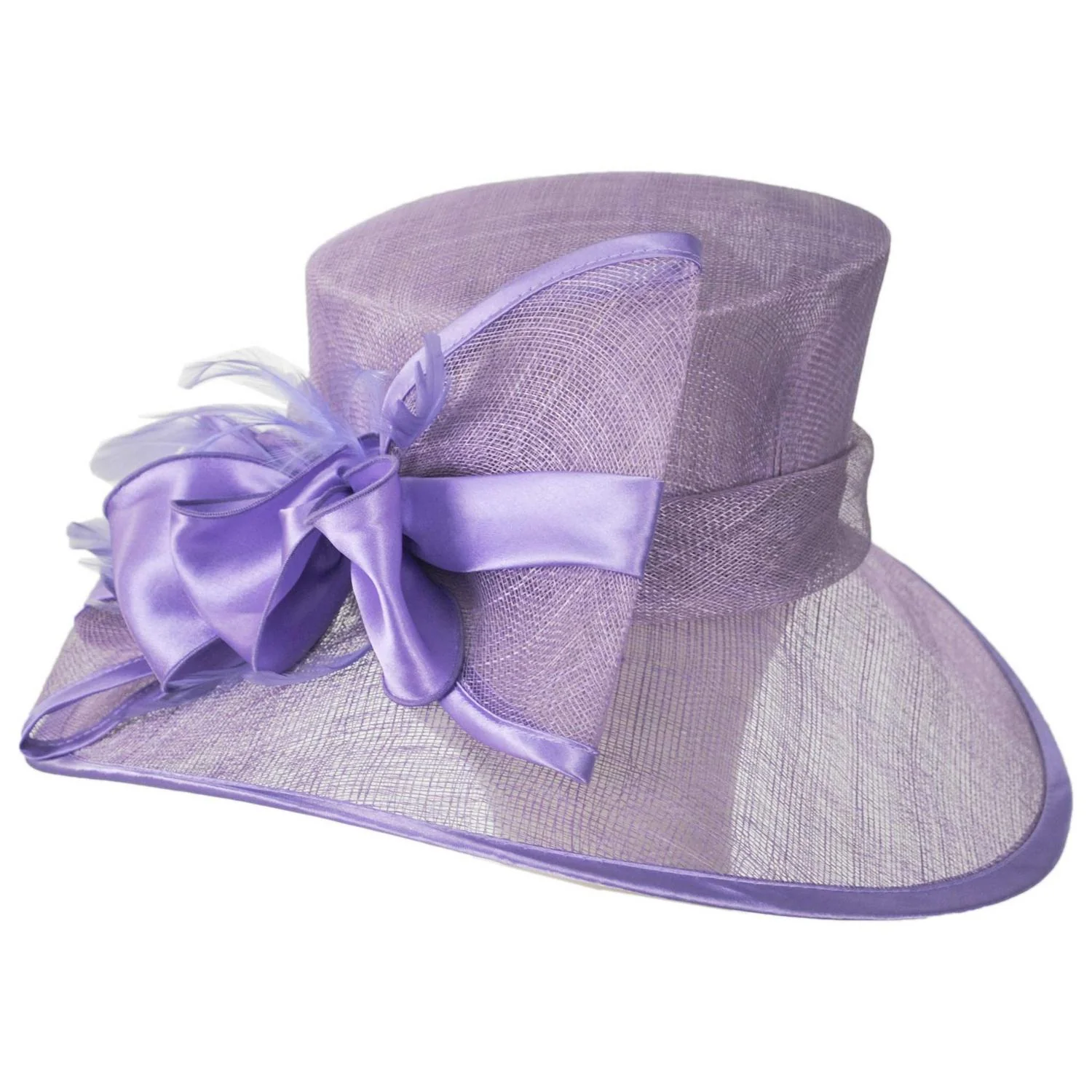 Satin Bow Sinamay Straw Boater Dress Hat - Image 5