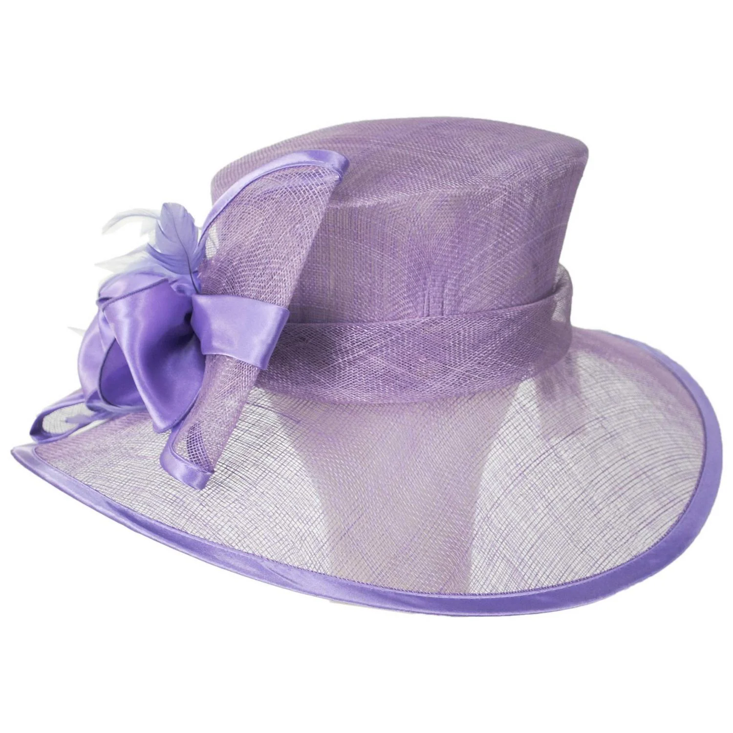 Satin Bow Sinamay Straw Boater Dress Hat - Image 6