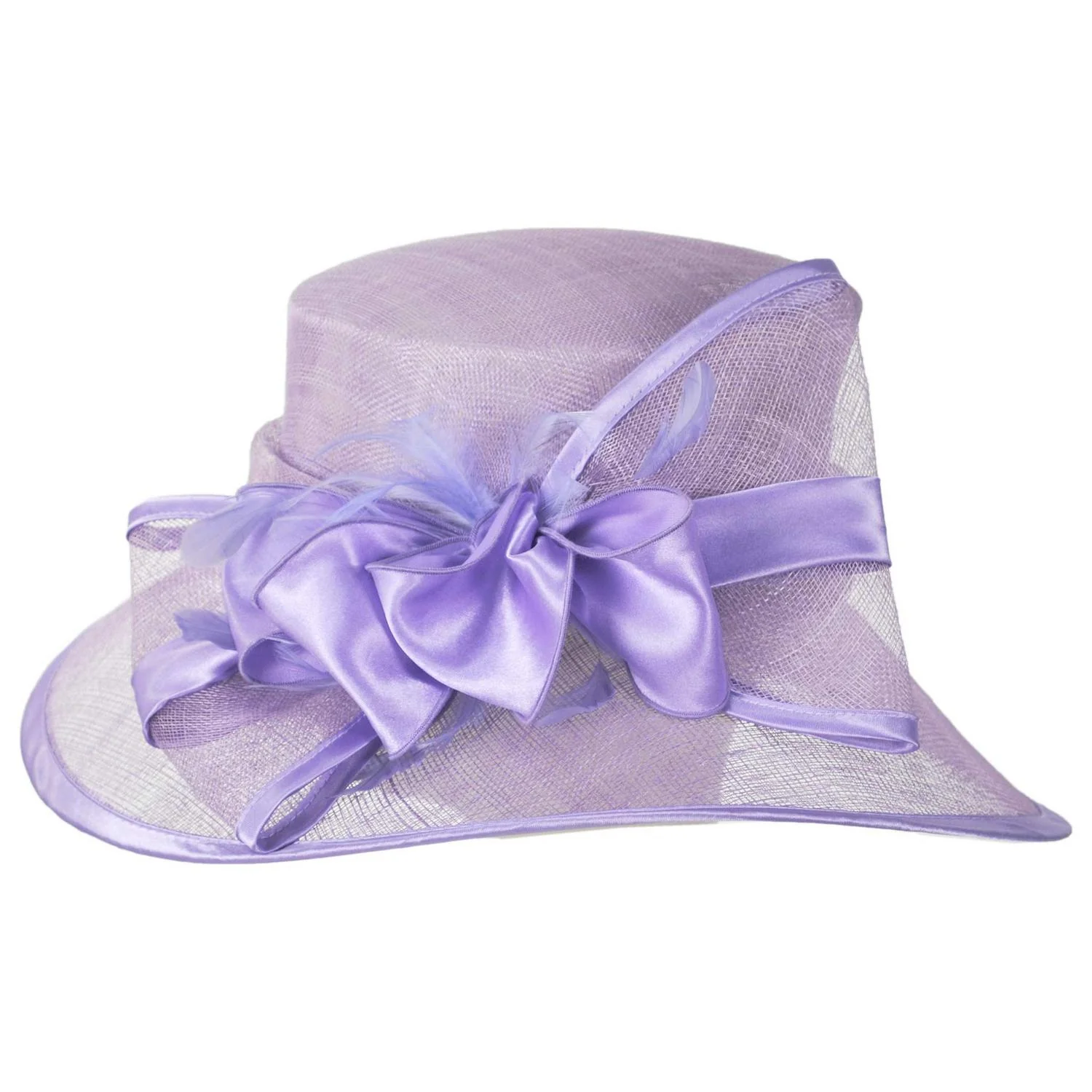 Satin Bow Sinamay Straw Boater Dress Hat - Image 7