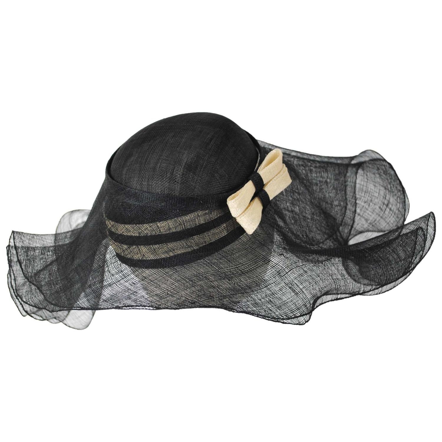 Sinamay Straw Pillbox with Floppy Brim