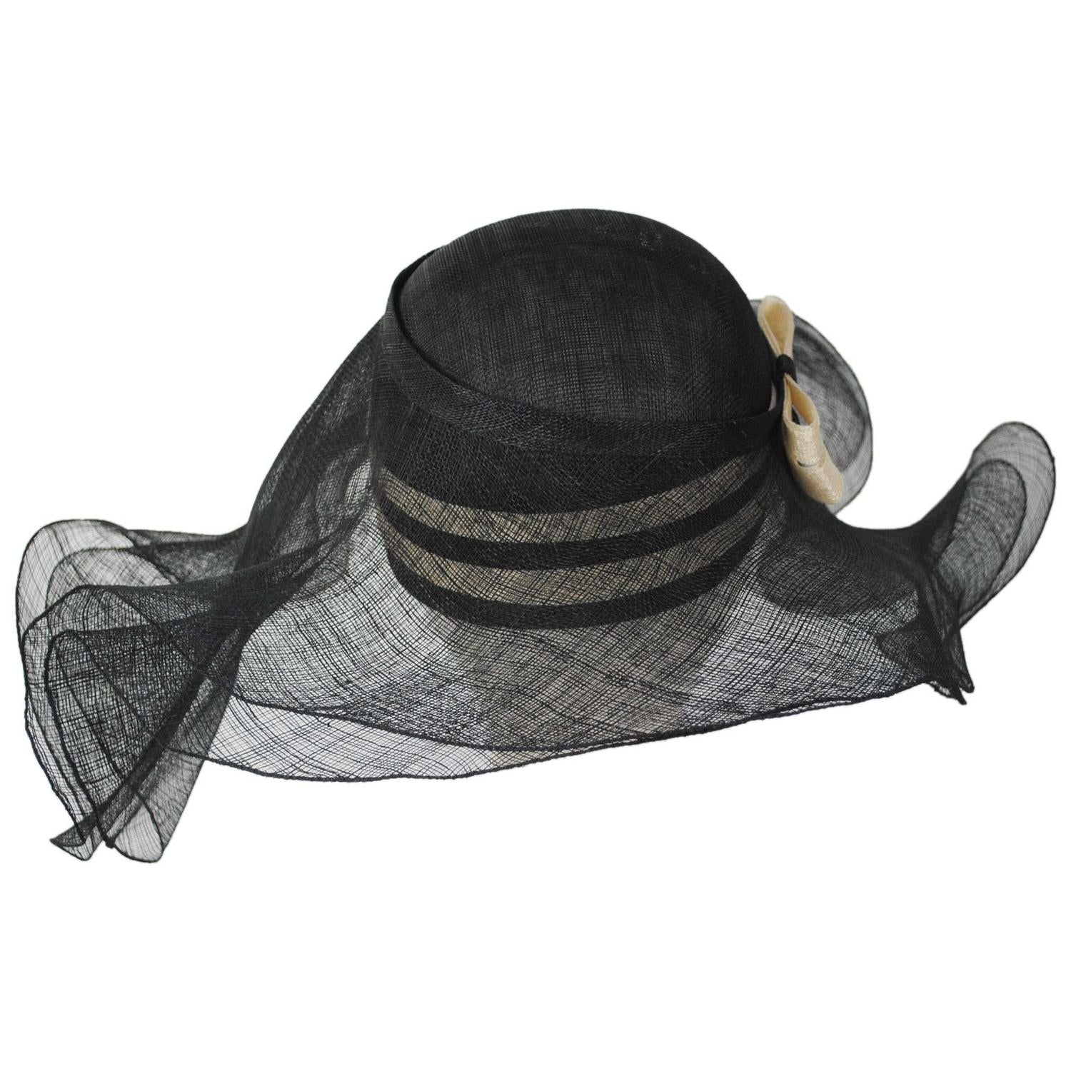 Sinamay Straw Pillbox with Floppy Brim - Image 2