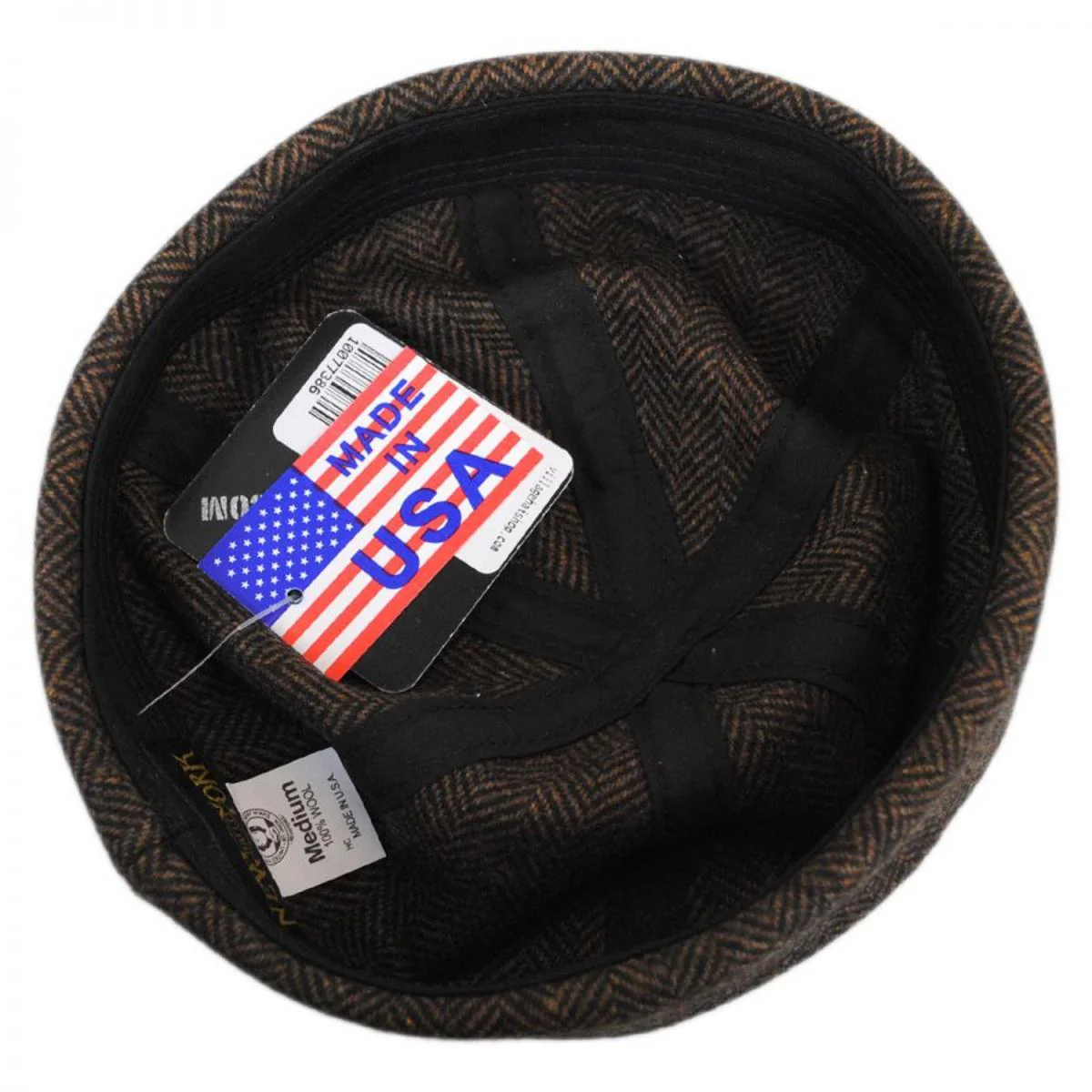 Six Panel Herringbone Wool Skull Cap Beanie Hat - Image 3
