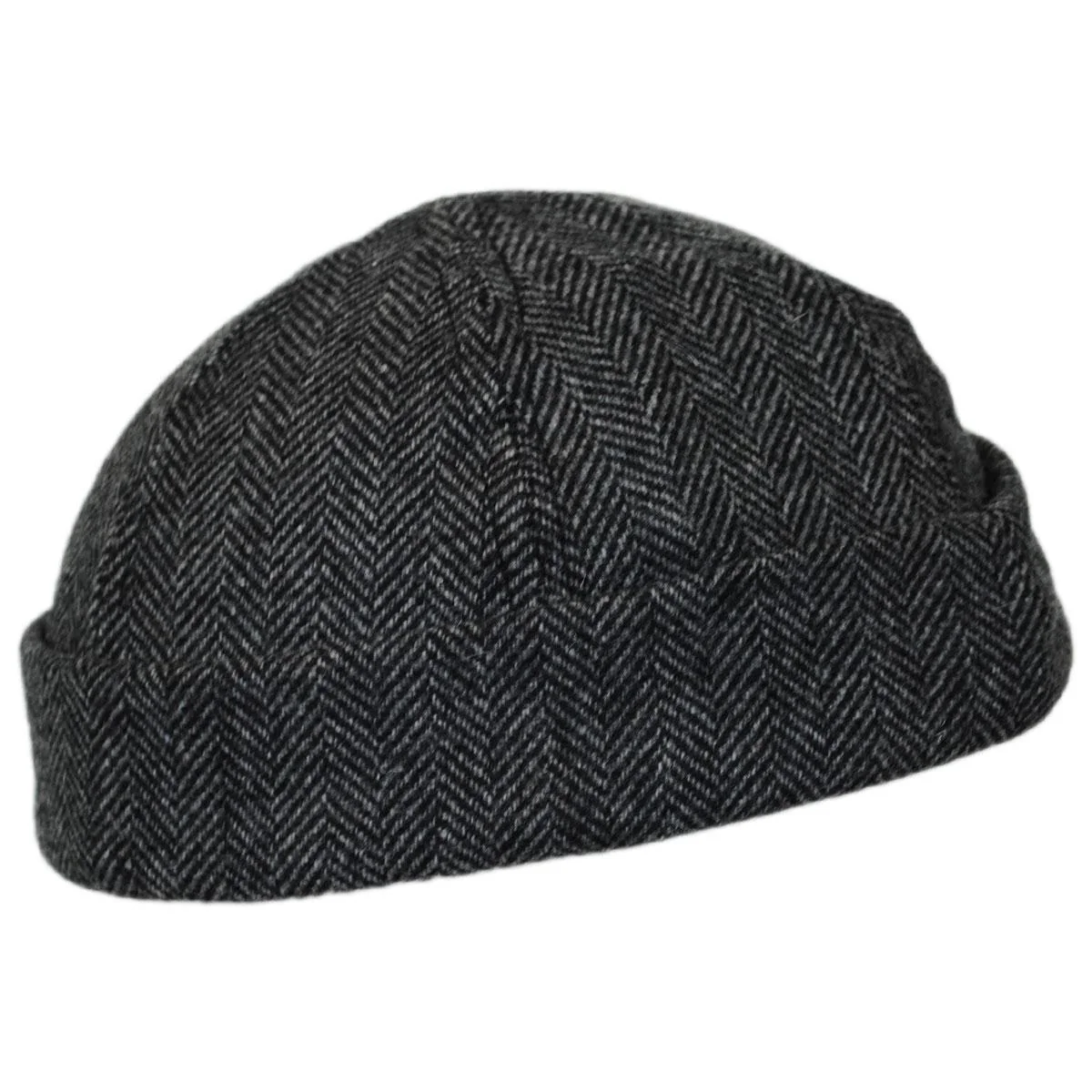 Six Panel Herringbone Wool Skull Cap Beanie Hat - Image 5
