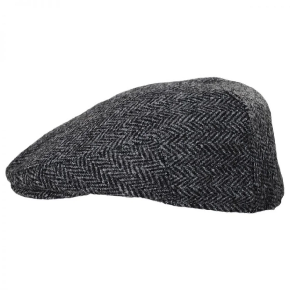 Stornoway Harris Tweed Wool Herringbone Flat Cap - Gray - Image 3