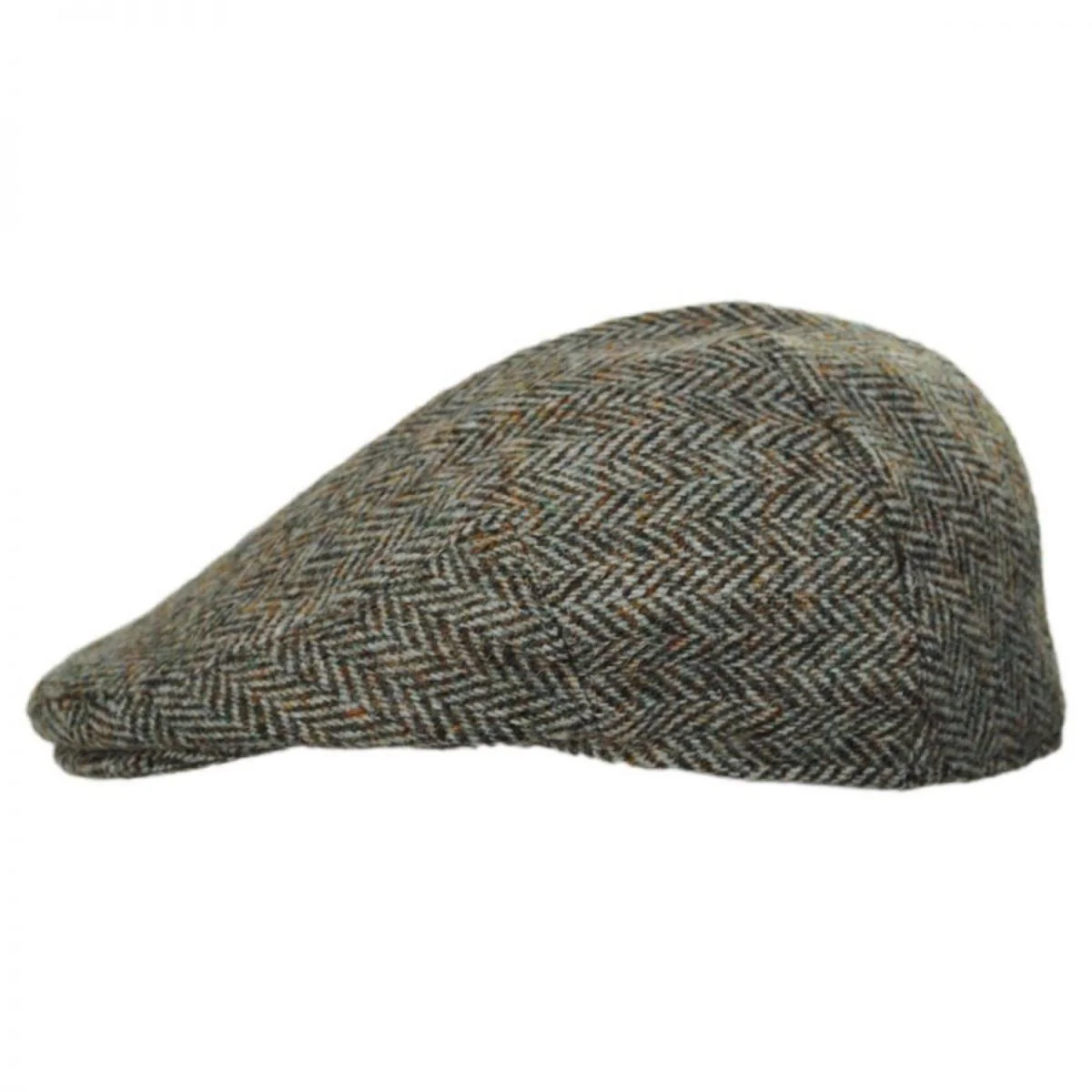 Stornoway Harris Tweed Wool Herringbone Flat Cap-Oatmeal - Image 3