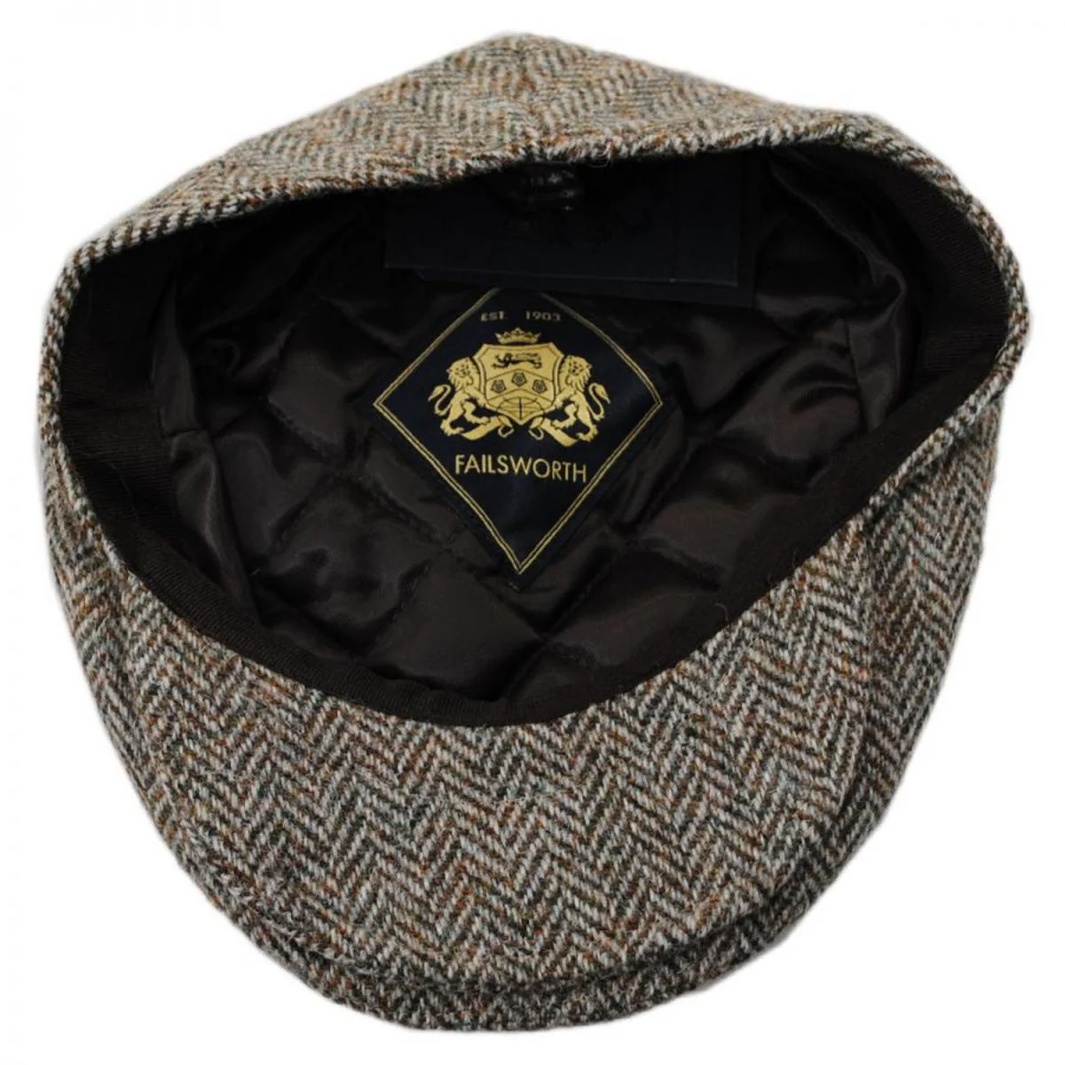 Stornoway Harris Tweed Wool Herringbone Flat Cap-Oatmeal - Image 4
