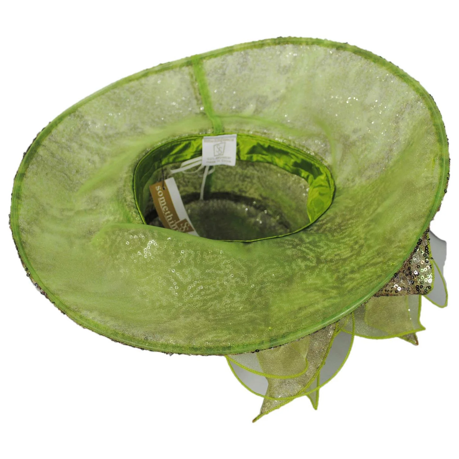 Two Tone Sequin Organza Boater Dress Hat - Image 4
