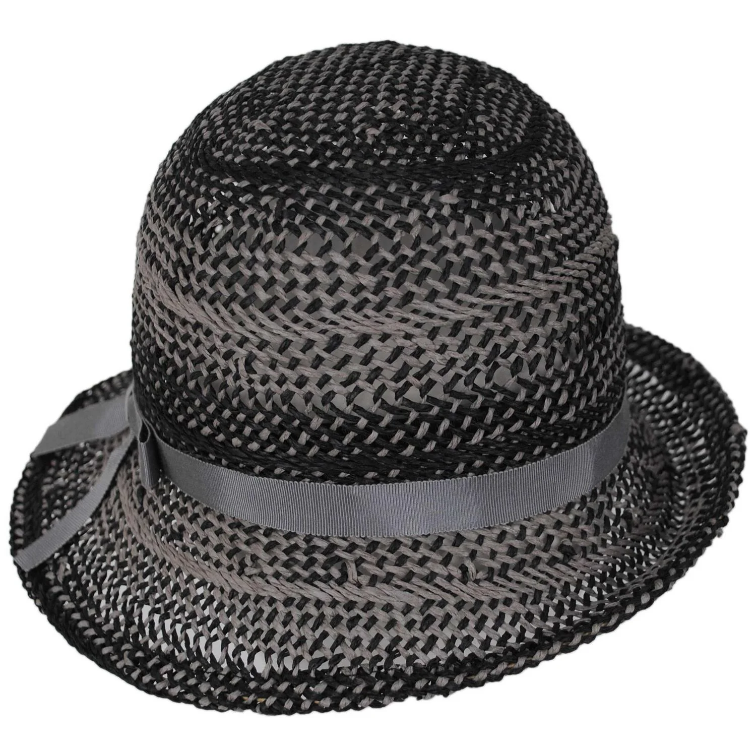 Two Tone Twisted Toyo Straw Profile Cloche Hat - Image 10