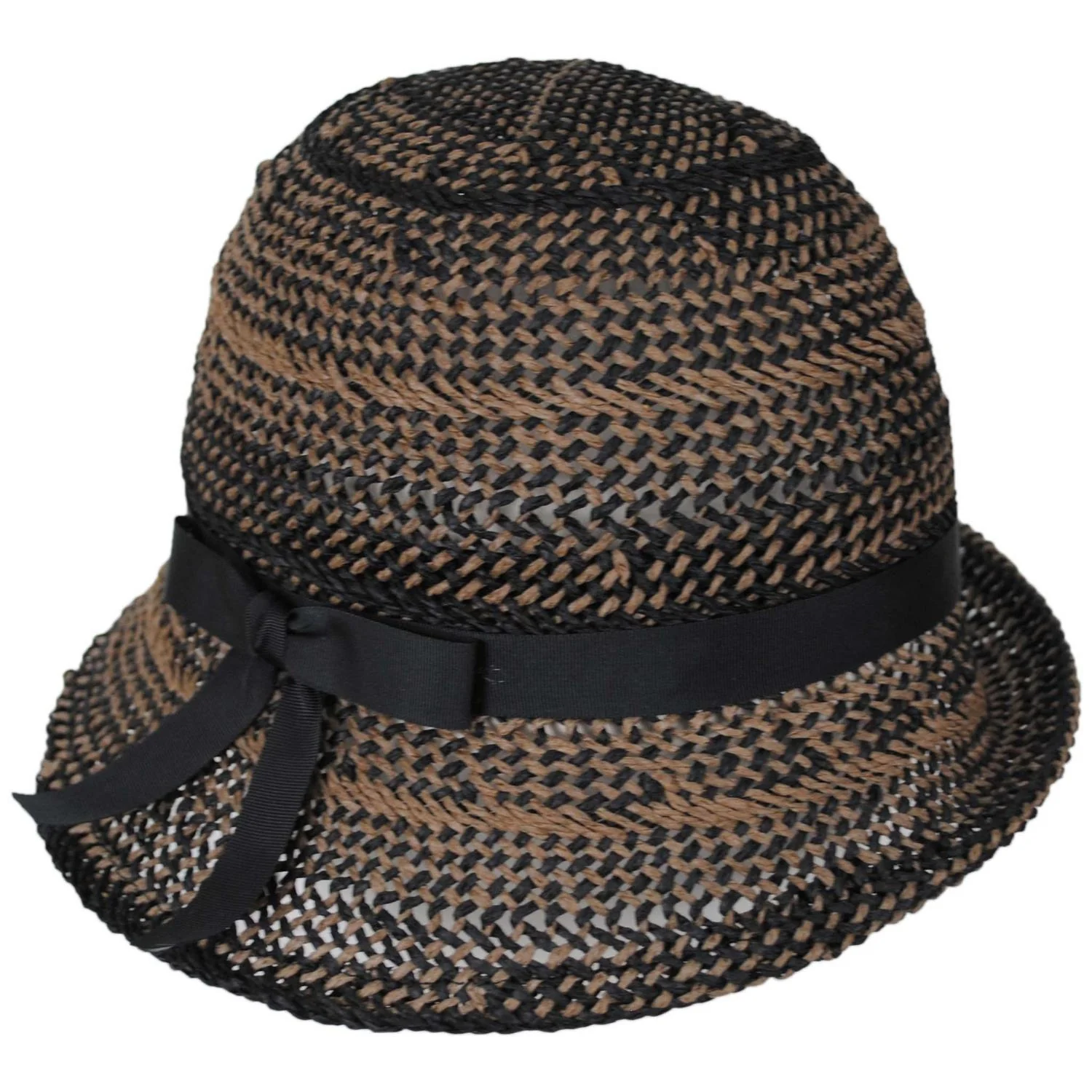 Two Tone Twisted Toyo Straw Profile Cloche Hat - Image 5