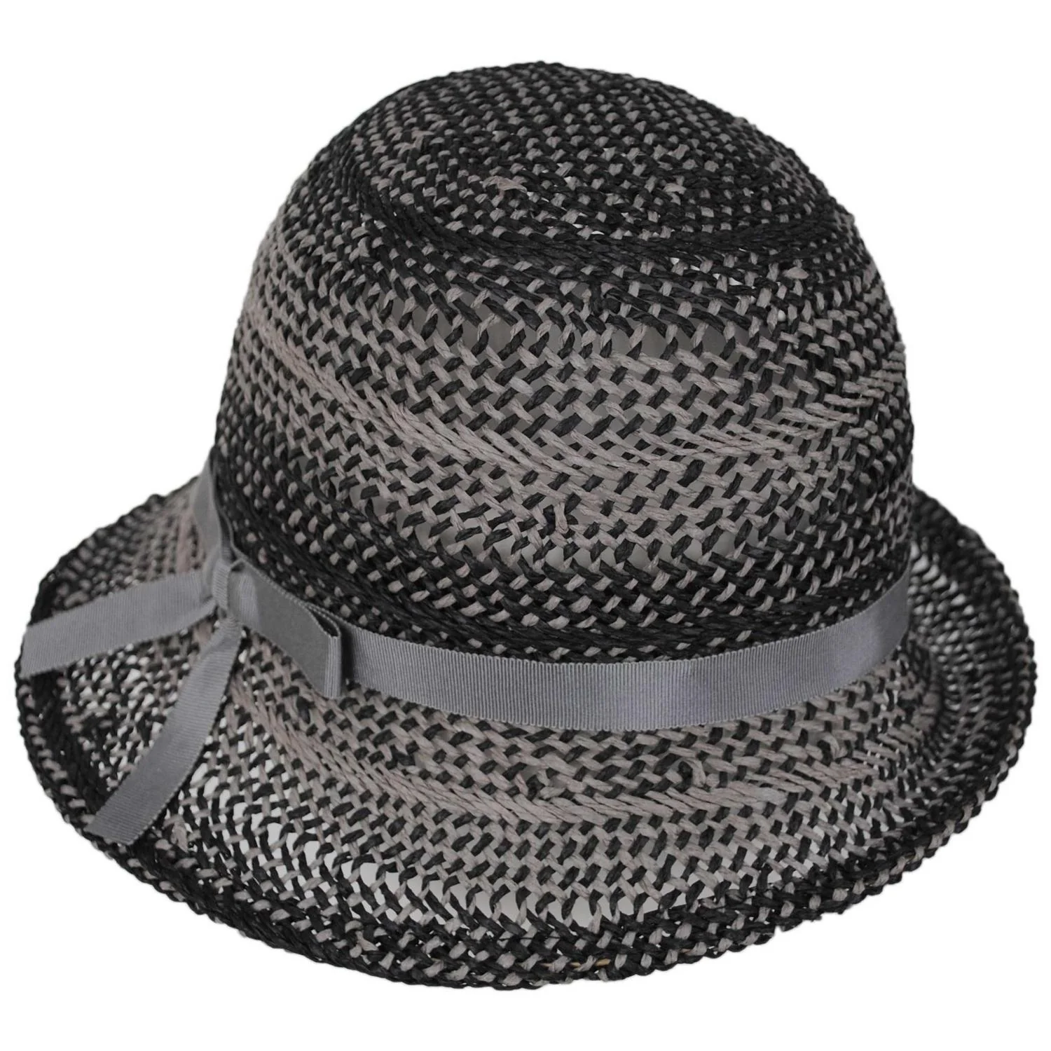 Two Tone Twisted Toyo Straw Profile Cloche Hat - Image 9