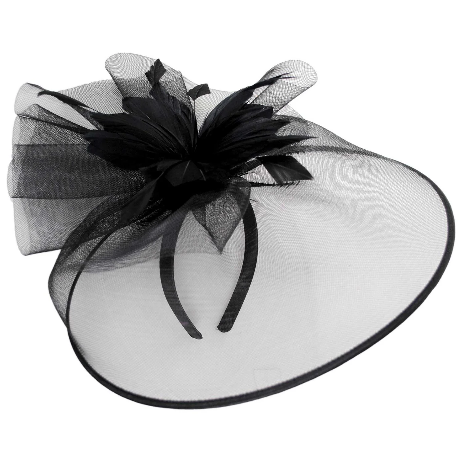 Veiled Floral and Feather Mesh Fascinator Hat