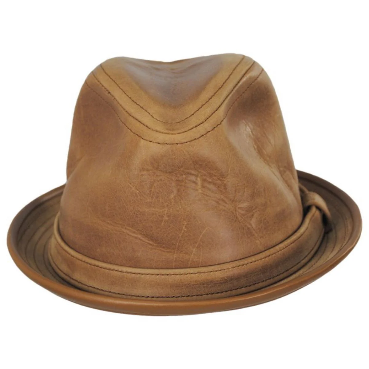 Vintage Leather Fedora Hat - Image 2