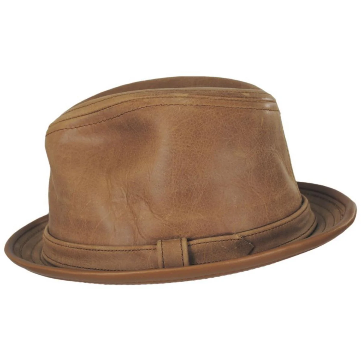 Vintage Leather Fedora Hat - Image 3