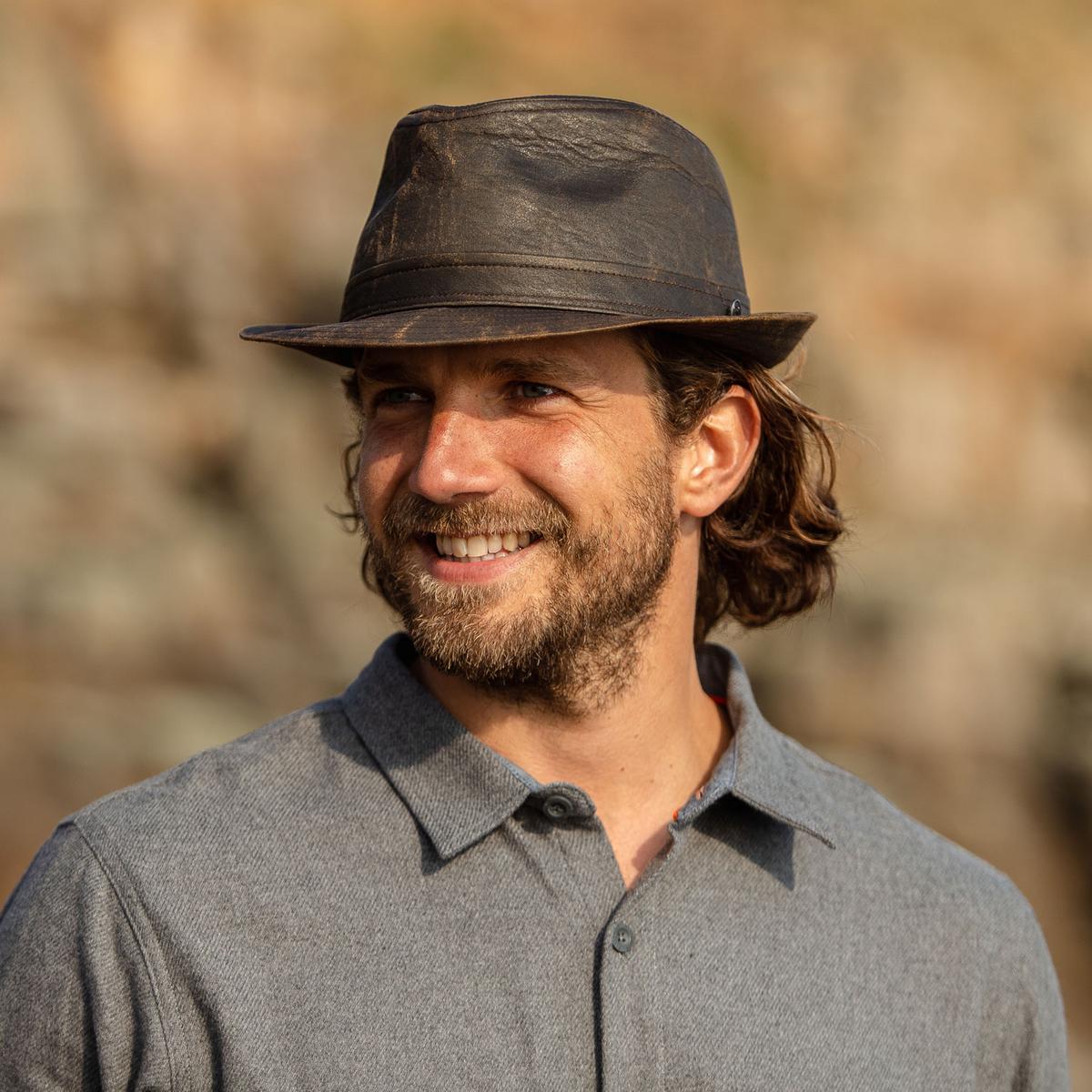 Weathered Cotton Trilby Fedora Hat - Image 2