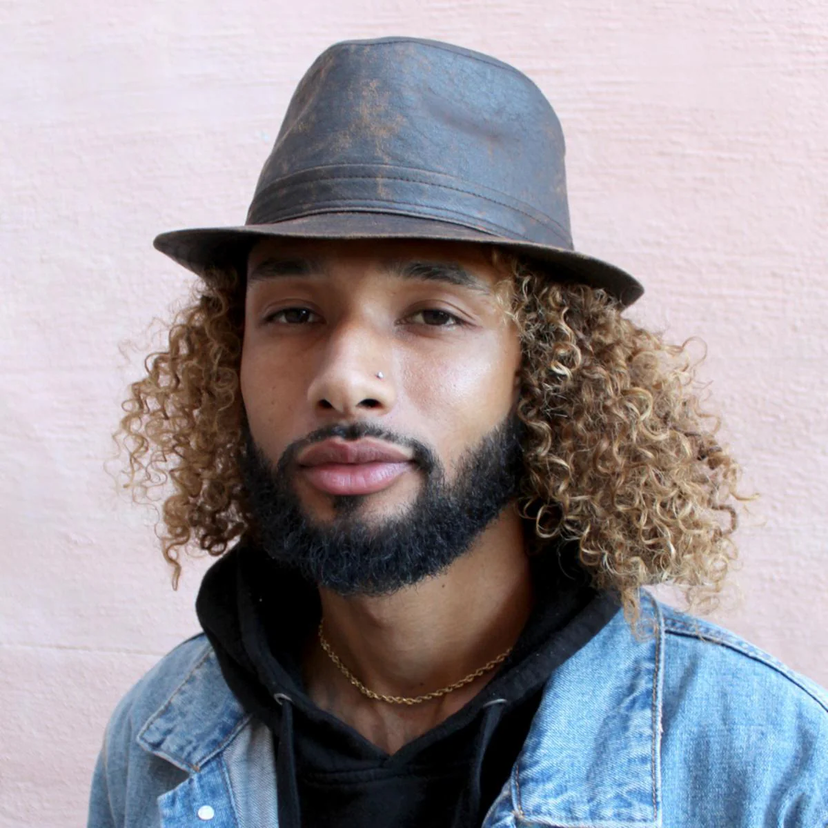 Weathered Cotton Trilby Fedora Hat - Image 3