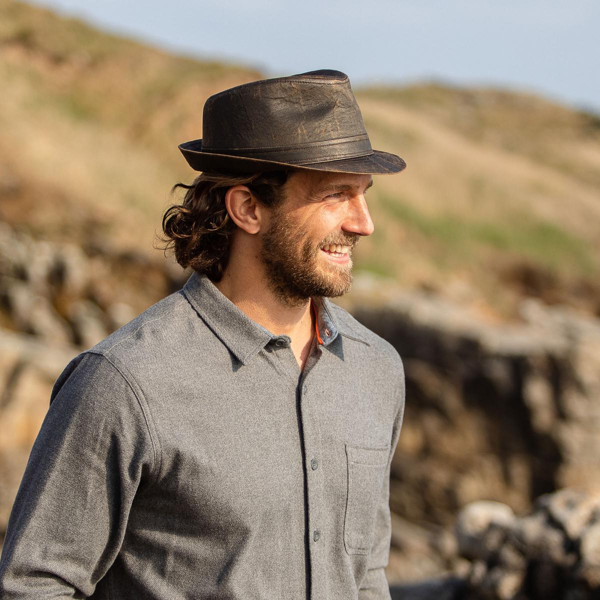 Weathered Cotton Trilby Fedora Hat - Image 8