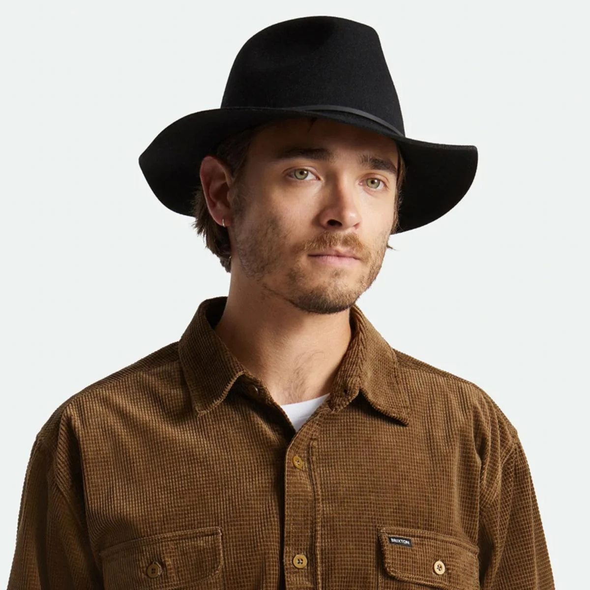 Wesley Packable Wool Felt Fedora Hat - Black/Black - Image 2
