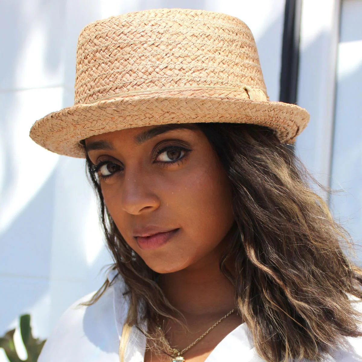 Wholesale Raffia Straw Diamond Crown Fedora Hat B2B Pre-Pack - Image 3