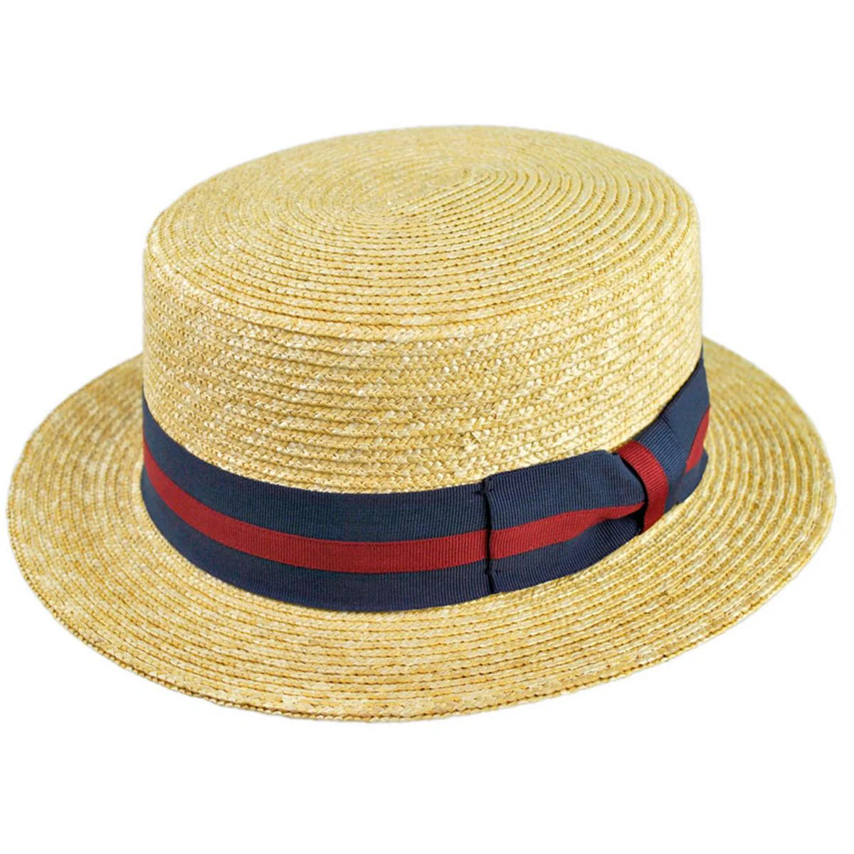 Wholesale Striped Band Wheat Straw Skimmer Hat B2B Pre-Pack